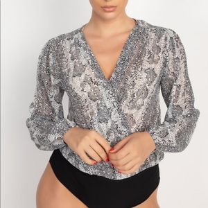 Snakeskin Front Wrap Bodysuit